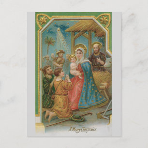 Natividad navideña vintage de la postal de Cristo