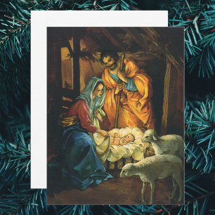 Natividad navideña vintage, invitación del niño Je
