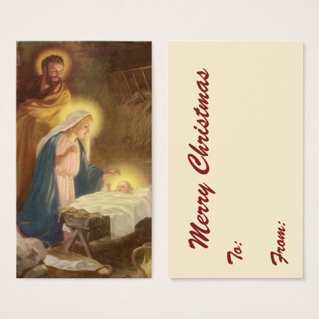 Natividad navideña vintage, Mary Joseph Baby Jesus (Anverso y reverso)