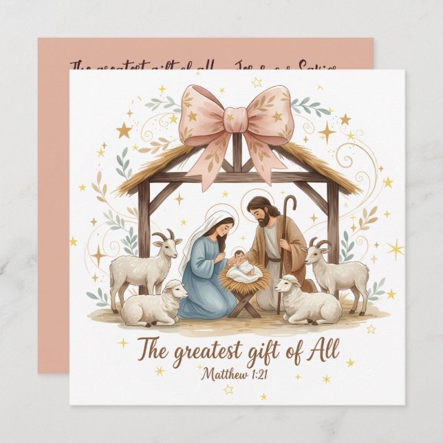 Nativity Christmas Card with Scripture  (Anverso / Reverso)
