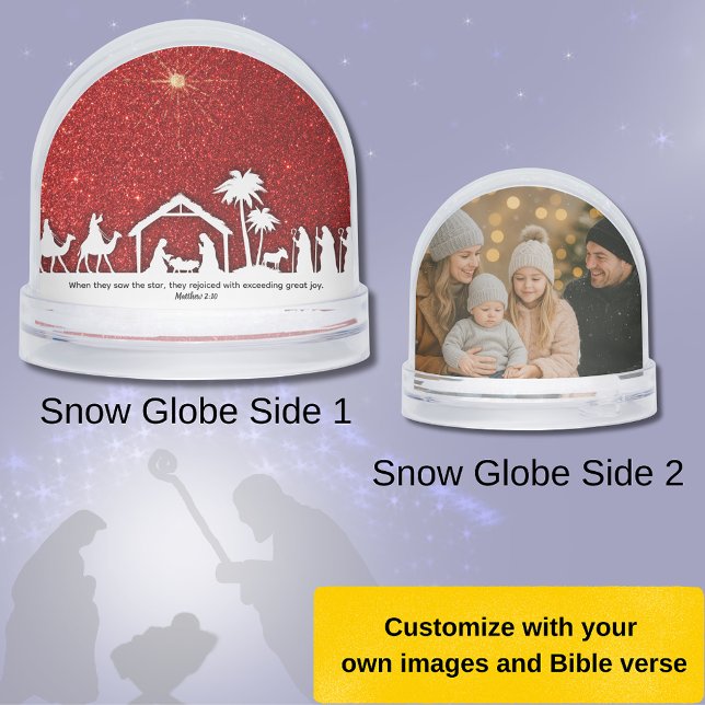 Nativity Star Christmas Bible Verse (Matthew 2:10 Christmas snow globe)