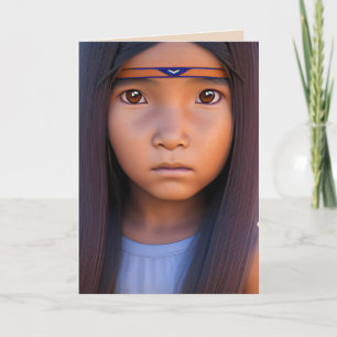 NATIVO NIÑO AMERICANO PONE TARJETAS DE CUMPLEAÑOS 