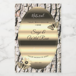 Naturaleza Beige Árbol Bark Rótulo de oro Etiqueta