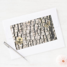 Naturaleza Beige Árbol Bark Rótulo de oro Etiqueta