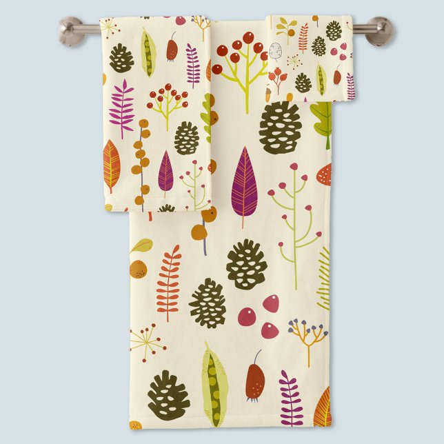 Naturaleza de los bosques (Autumn fall nature woodland themed cream bath, hand and face towel set)