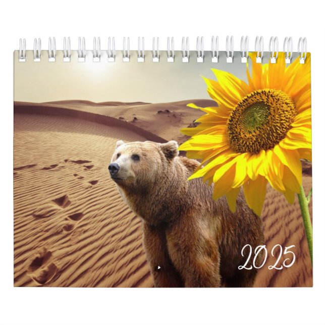 Naturaleza del oso girasol del calendario 2025 (Tapa)