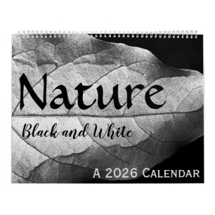 Naturaleza en blanco y negro del calendario 2024