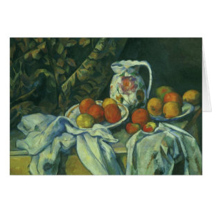 Naturaleza muerta, cortina y jarra de Paul Cezanne