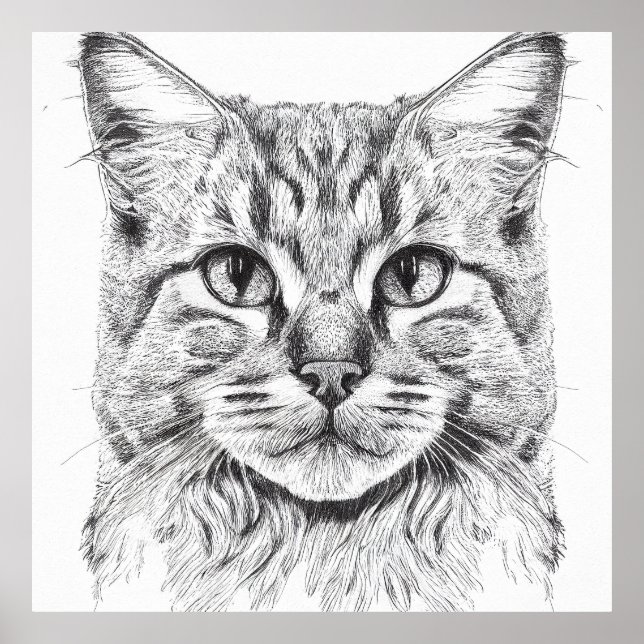 Naturaleza salvaje del gato Dibujo de arte de Ilus (Frente)