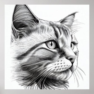 Naturaleza salvaje del gato Dibujo de arte de Ilus