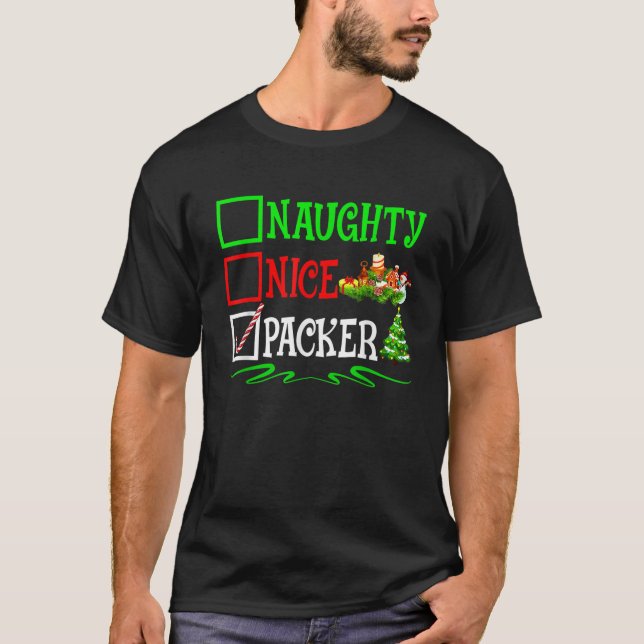 Naugher Packer Santa Navidades Lista Camiseta (Anverso)