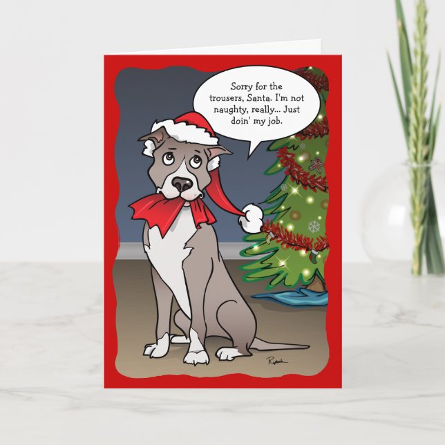 Naughty Dog Santa Divertido Pit Bull Navidad (Anverso)