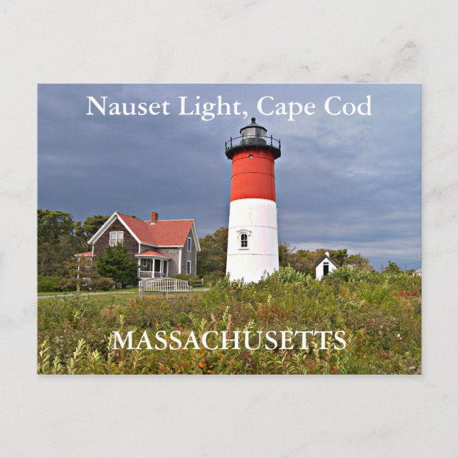 Nauset Light, Cape Cod, postal de Massachusetts (Anverso)