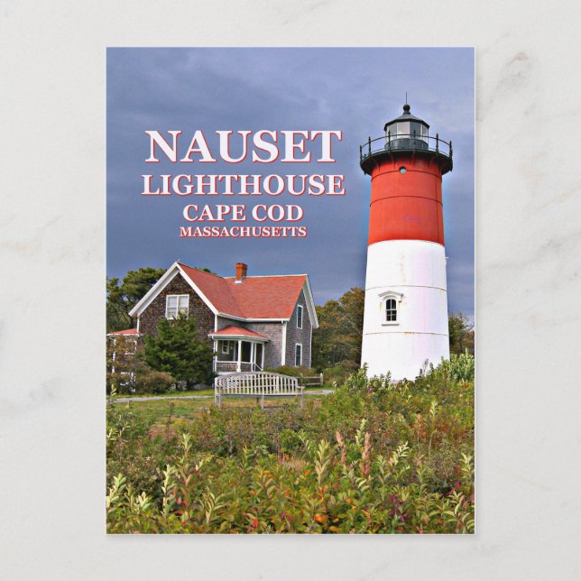 Nauset Light, Cape Cod, postal de Massachusetts (Anverso)