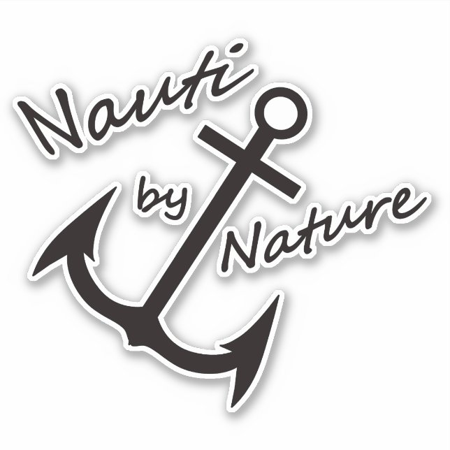 Nauti por naturaleza Anchor náutico Pegatina de vi (Anverso)