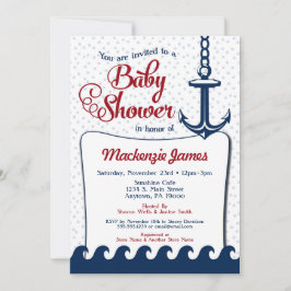 Náutica Baby Shower Invitación Retro Marina Roja