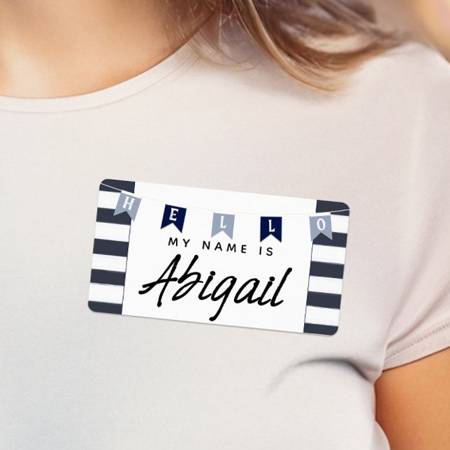 Náutica Cuta Hola Mi Nombre Es Nombre Pegatinas De (Cute "It's a Boy" Baby Shower "Hello My Name Is" Nautical Name Tags)