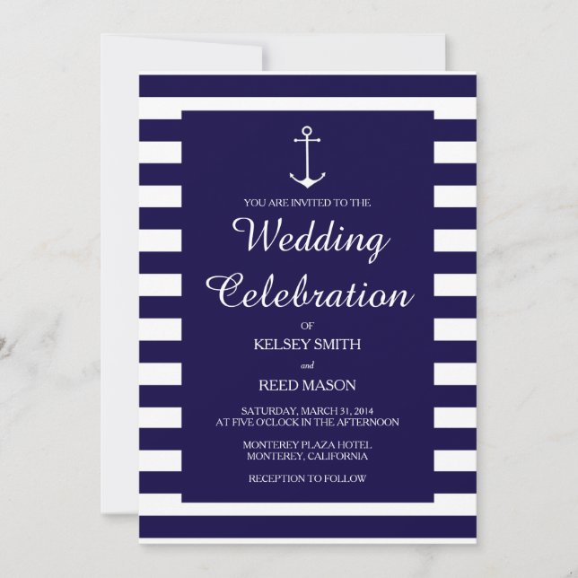 Náutica de la Marina: Invitaciones a la boda (Anverso)