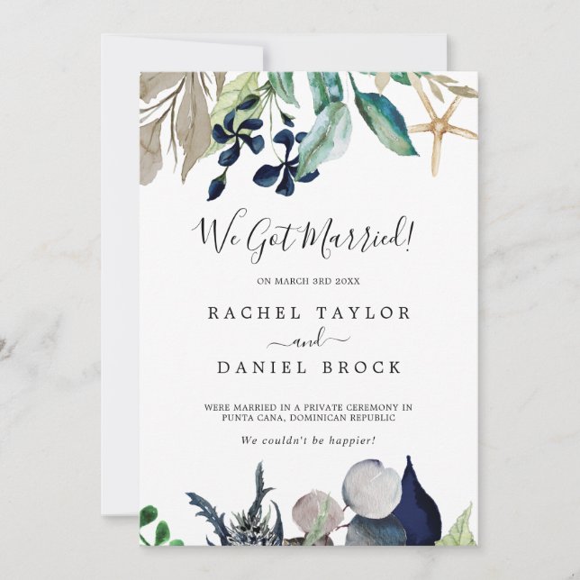 Náutica moderna | Invitación de Elopement de Green (Anverso)