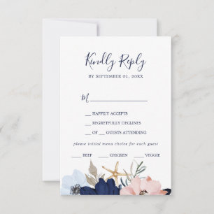 Náutica moderna   Tarjeta RSVP con opción de menú 