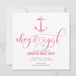 Náutica Nautical Baby Girl Invitación