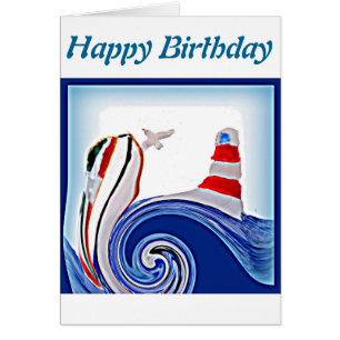 Nautical Abstract Lighthouse Cumpleaños