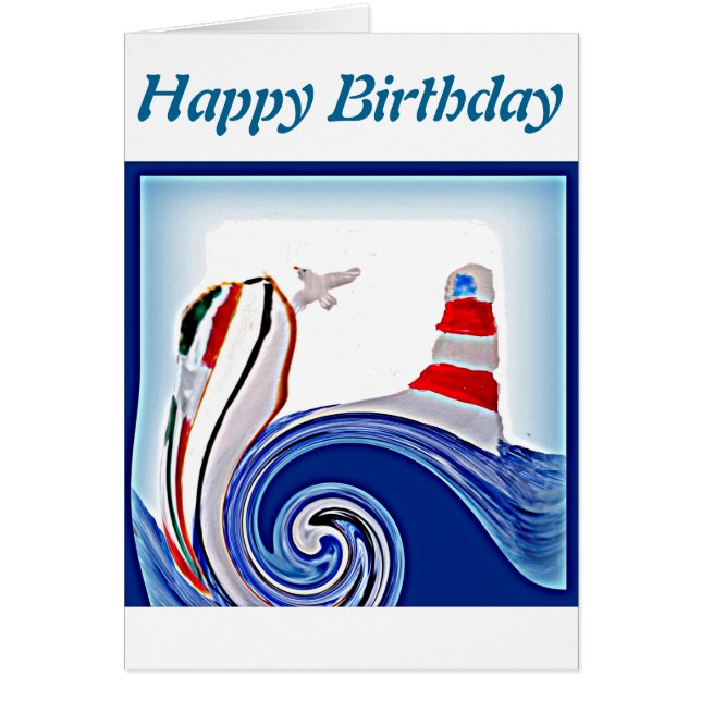 Nautical Abstract Lighthouse Cumpleaños (Frente)