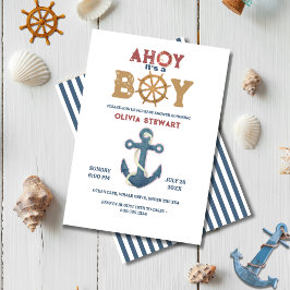 Nautical Ahoy es un niño Invitación a la ducha beb