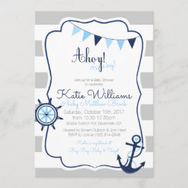 Nautical Ahoy es una tarjeta de Baby Shower para n