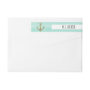 Nautical Anchor Beach Faux Relieve metalizado Gold