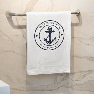 Nautical Anchor Bote Name Navy Blue Boating Person