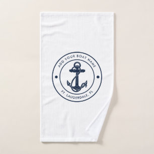 Nautical Anchor Bote Nombre Naval Barco Azul Barco