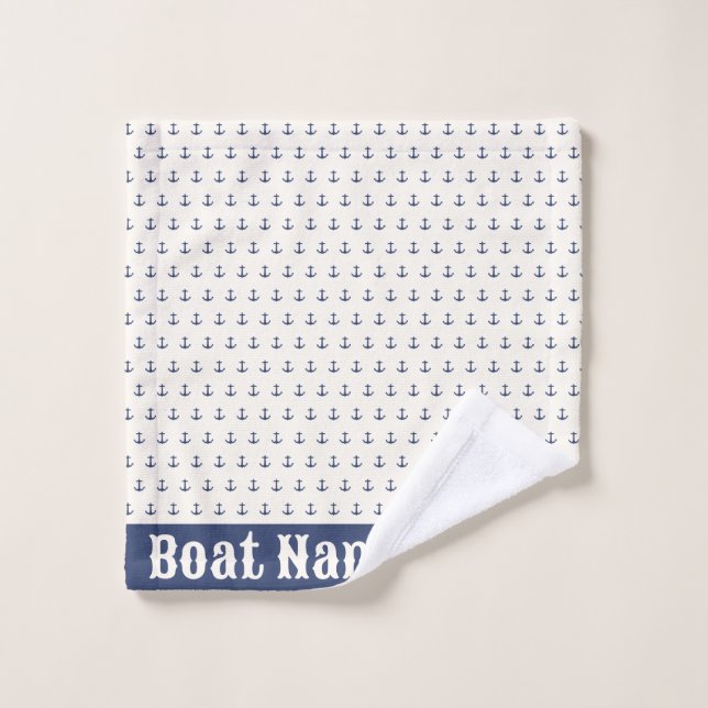 Nautical Anchor Coastal Stripes Naval Azul Crema (Toallita)