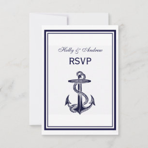 Nautical Anchor Naval Azul enmarcado 2V RSVP