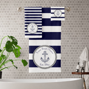 Nautical Anchor Naval Bandas azules blancas Bat Ba