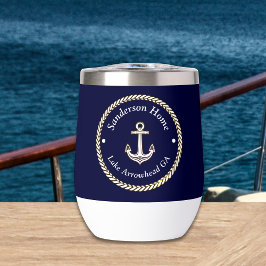 Nautical Anchor Rope Navy Blue White Monograma Nom