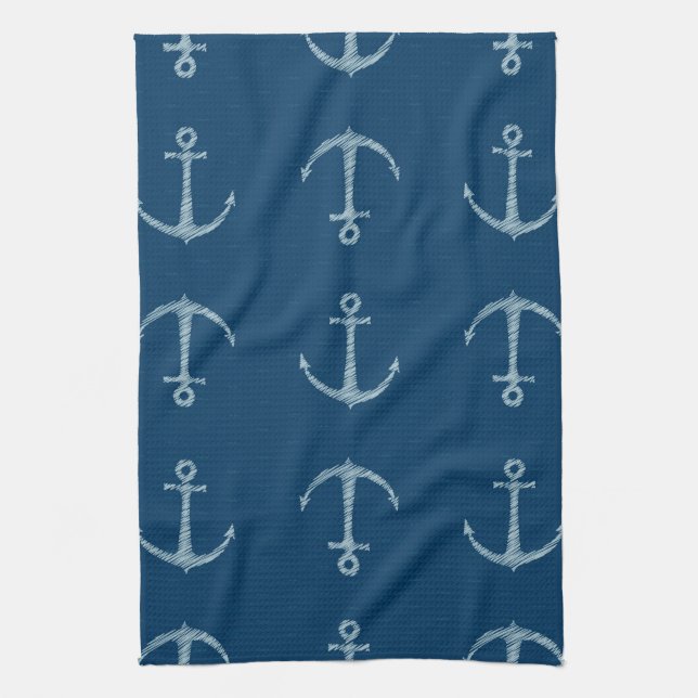 Nautical Anchor Vela Kitchen Dish Toalla (Vertical)