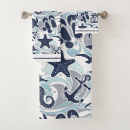 Nautical Beach Pattern Navy ID839