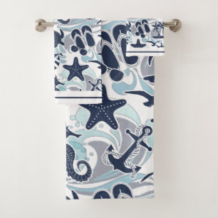 Nautical Beach Pattern Navy ID839