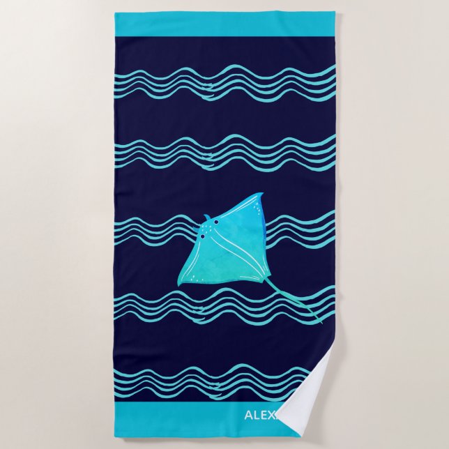 Nautical Blue Navy Manta Ray Wave (Anverso)