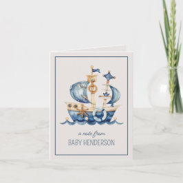 Nautical Blue Watercolor Ship Personalizado