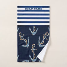 Nautical Boat Name, Anchors Naval Blue Strike
