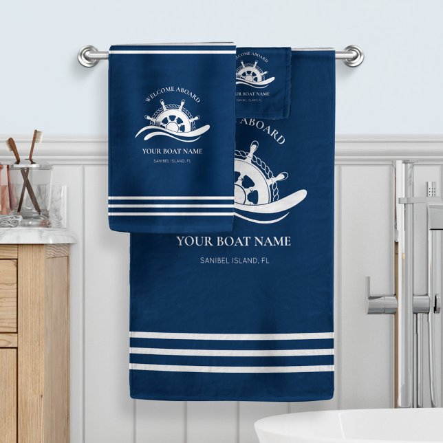 Nautical Boat Name Navy Blue Ship Wheel (Subido por el creador)