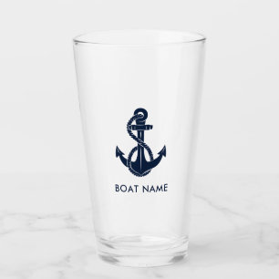Nautical Bote Name Navy Blue Anchor Personalizado