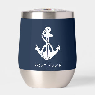 Nautical Bote Name Navy Blue Anchor Personalizado