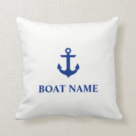 Nautical Bote Nombre Anchor Cojín decorativo Blanc