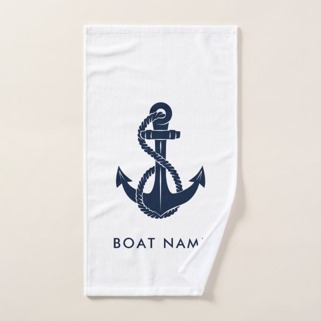 Nautical Bote Nombre personalizado Anclaje Azul de (Toalla de mano)