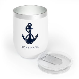 Nautical Bote Nombre personalizado Anclaje Azul de