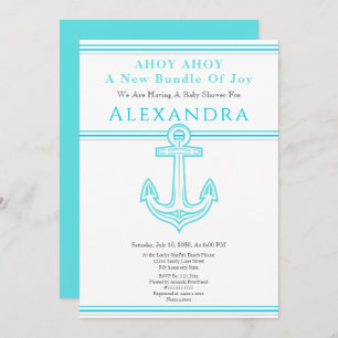 Nautical Boy Baby Shower Anclaje Verde azulado Tur