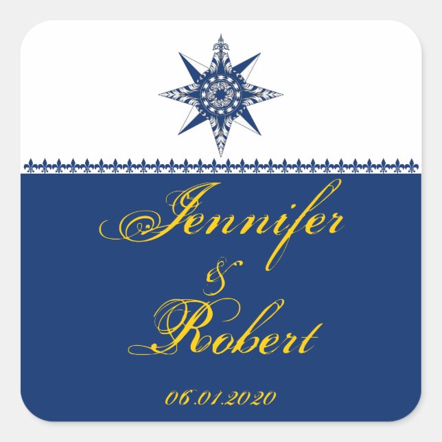 Nautical Compass Rosa Navy Sello para sobres Amari (Anverso)